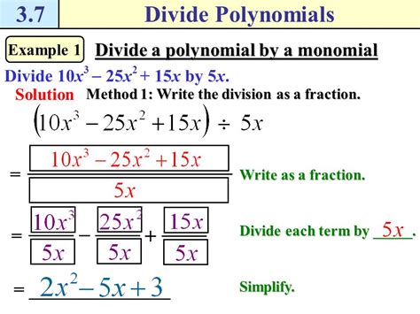 37divide Polynomials Example 1 Divide A Polynomial By A Monomial