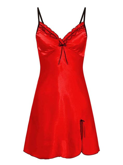 Kvmeteor Womens Sleepwear Sexy Intimate Lingerie Chemise Satin Slip Silk Nightgown Walmart