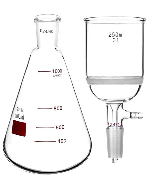 Qwork Ml Glass Buchner Filtering Funnel And Ml Erlenmeyer Flask