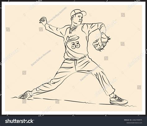 Baseball Player Sketch Drawing Vector Illustration Stock Vector