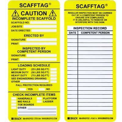 Yellow Scaffold Tag Your Site Safety Product Specialist Apac