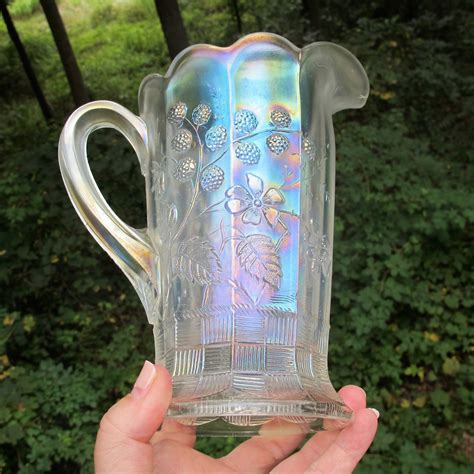 Antique Northwood White Raspberry Carnival Glass Milk Pitcher Carnival Glass