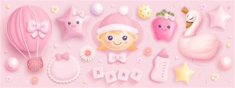 Conjunto De Elementos De Baby Shower Vector Premium