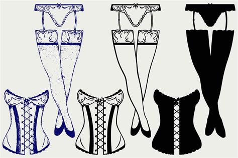 Woman In Corset Svg Outline Icons ~ Creative Market