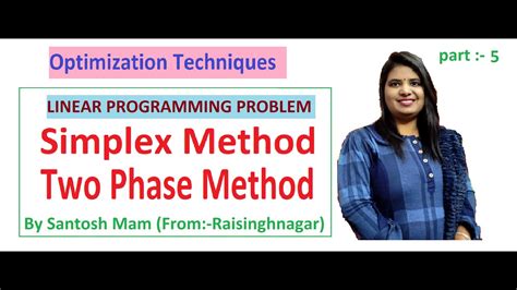 Optimization Techniques Simplex Method Two Phase Method Lpp