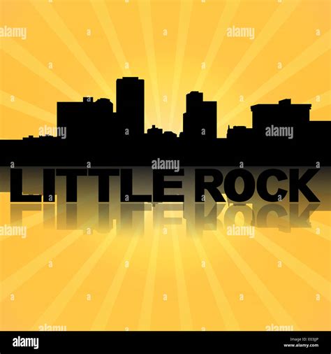 Little Rock skyline reflected with sunburst illustration Stock Photo ...