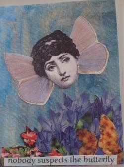 A Card With An Image Of A Woman S Face And Butterfly Wings On It