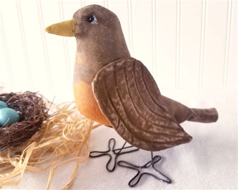 Folk Art Robin Primitive Spring Bird By Cottonpickingfolkart On Etsy