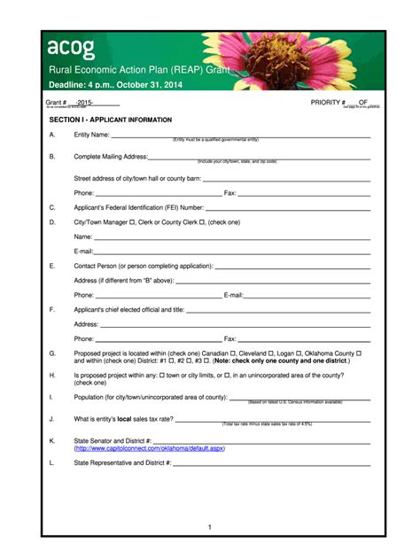 Fillable Online Acogok 2015 REAP Application PDF Form ACOG Fax Email