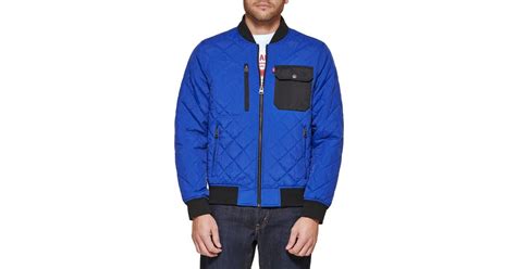 Levis Diamond Quilted Bomber Jacket In Blue For Men Lyst