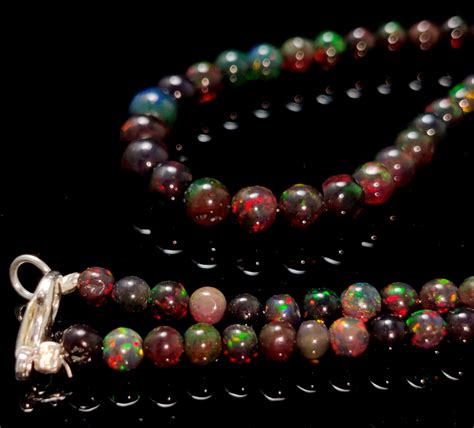 BLACK ETHIOPIAN OPAL Beaded Necklace 47 95Ct Good Quality Etsy