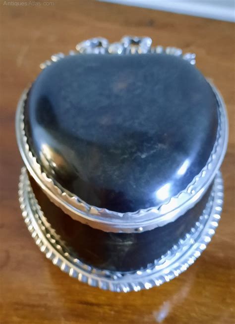 Antiques Atlas A Heart Shaped Tortoiseshell And Silver Trinket Box