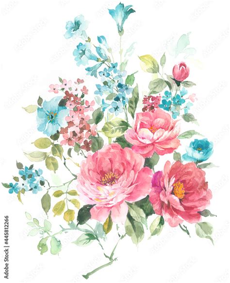 Fototapeta Dla Dziewczynki Flowers Watercolor Illustration Manual