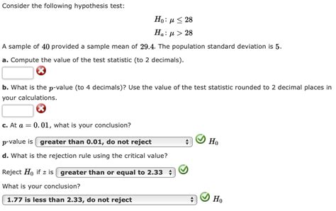 Solved Consider The Following Hypothesis Test Ho U