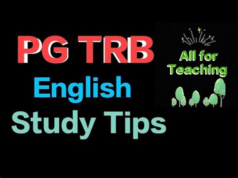 Pg Trb English Study Tips All For Teaching Youtube