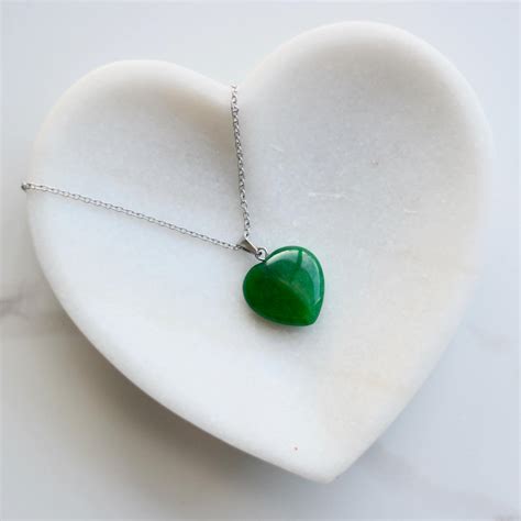 Green Jade Heart Necklace Heart Pendant Natural Jade Heart | Etsy