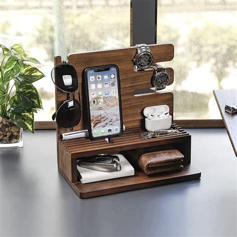 Yorbay Telefon Docking Station Holz Geschenk für Männer Ehemann Freund