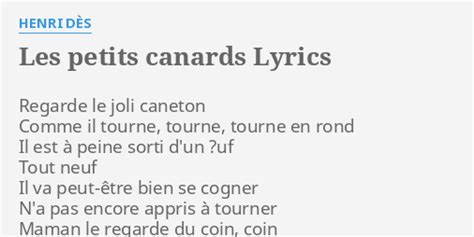 Les Petits Canards Lyrics By Henri D S Regarde Le Joli Caneton