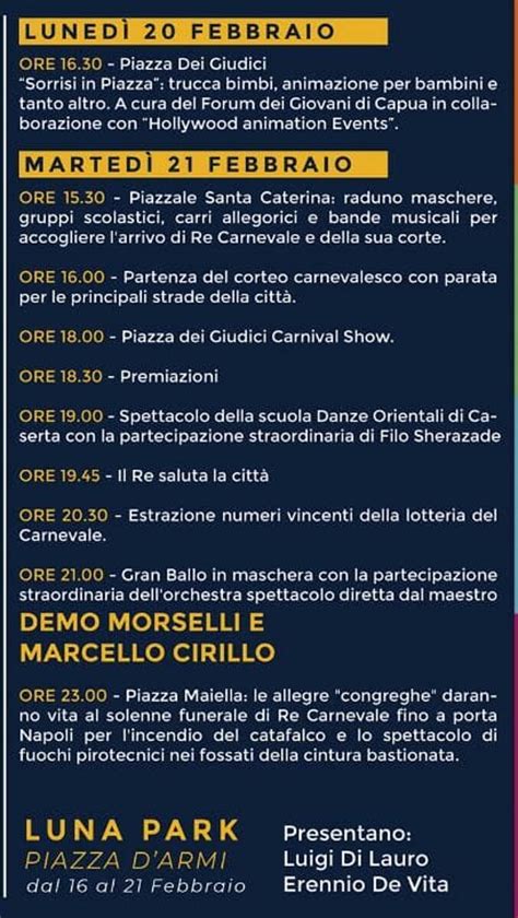 Il Programma Del Carnevale Di Capua