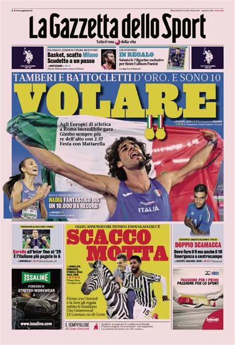 La Prima Pagina De La Gazzetta Dello Sport Volare