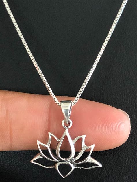 Lotus Flower Necklace Sterling Silver Lotus Flower Pendant Etsy