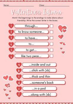 Valentine S Day Idioms Worksheet Activity Resource Classroom Idioms