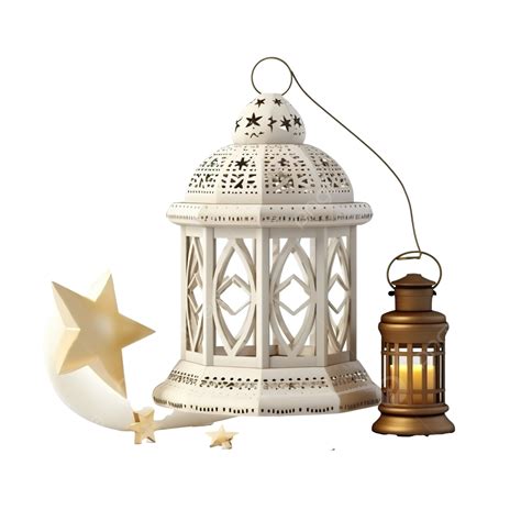 Happy Eid Al Fitr Greeting Card With Crescent Moon Percussion Lantern