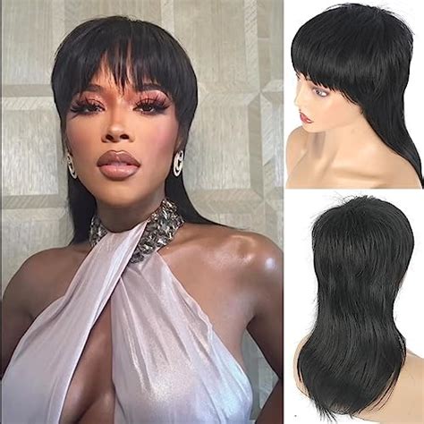 Matthia 80s 90s Mullet Wigs Pixie Cut Wigs With Bangs For