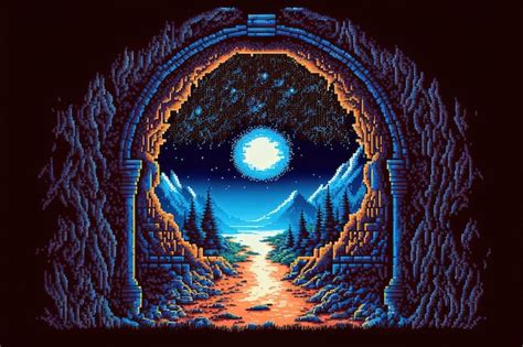 Premium AI Image | Pixel art magic portal to parallel universe portal ...