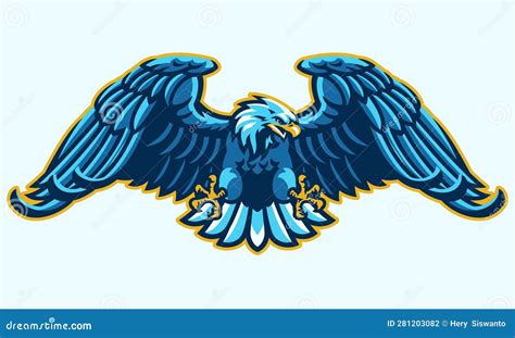 Flying Bald Eagle Mascot Style Stock Vector Illustration Of Drawn