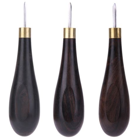 Diamond Shape Stitching Awl Ebony Blackwood Handle Leather Craft Sewing ...