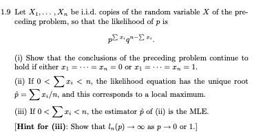 Solved 9 Let X1 Xn Be I I D Copies Of The Random Variable Chegg