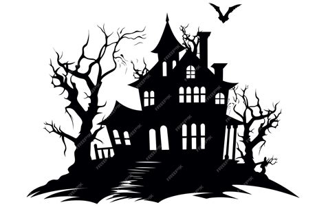 A Silhouette Vector Of Halloween Haunted House Haunted House silhouette collection scary ...