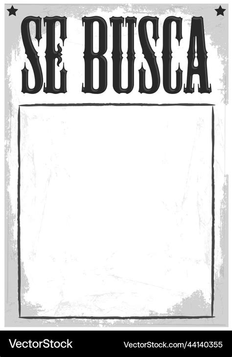 Se Busca Wanted Poster Spanish Text Template Vector Image On