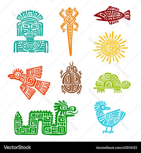 Mayan aztec totem animals with inca pattern Vector Image