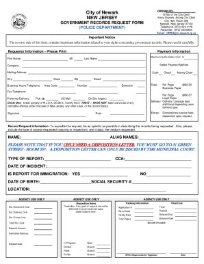 Nj Government Records Request Form Police City Of Newark