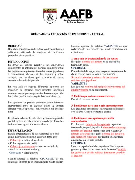 Guia Para La Redaccion De Un Informe Arbitral Pdf Deportes