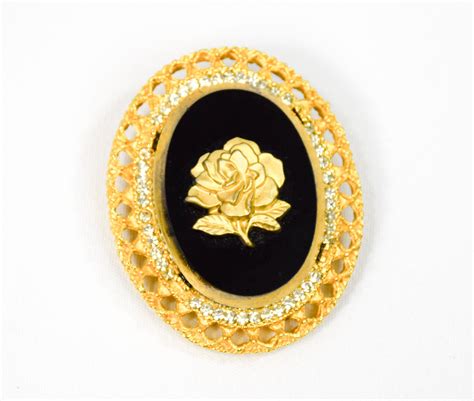 Cameo Brooch Cameo Rose Brooch Gold Brooch Vintage Brooch