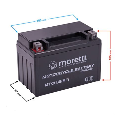 Baterie Moto Agm Moretti Mtx Bs V Ah Smallgear