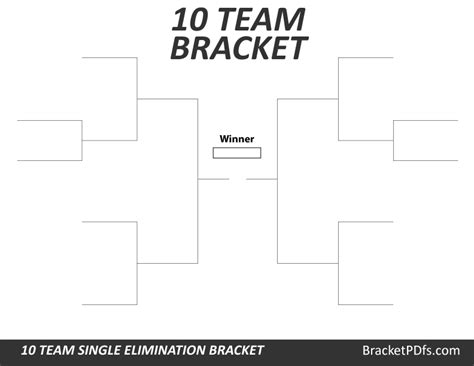 10 Team Bracket Single Elimination Printable Bracket In 14 Different