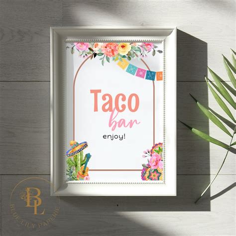 Fiesta Taco Bar Sign And Buffet Cards Editable Bridal Shower Templates Fiesta Bridal Shower