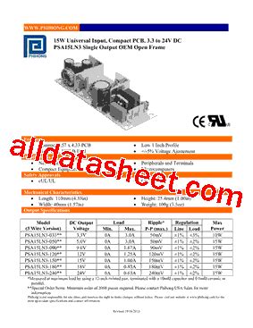 PSA15LN Datasheet PDF Phihong USA Inc