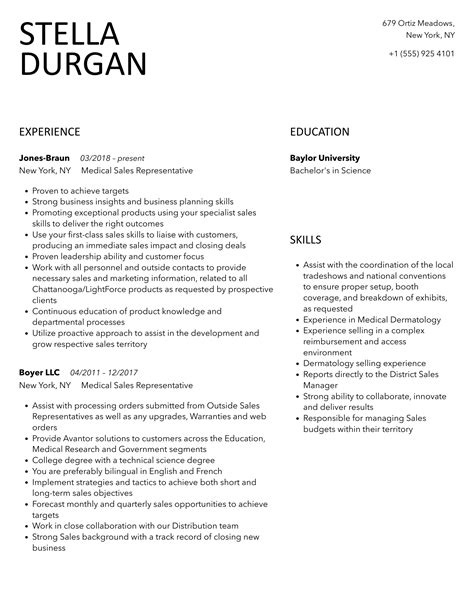 Medical Sales Representative Resume Samples Velvet Jobs