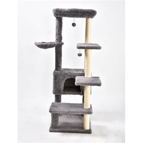 Big Cat Tree Condo Gray Plush Cat Tree House Climbing Frame Petstar