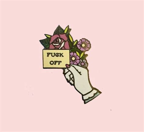 Vintage Hands Fuck Off Hard Enamel Pin Flowers Traditional Etsy