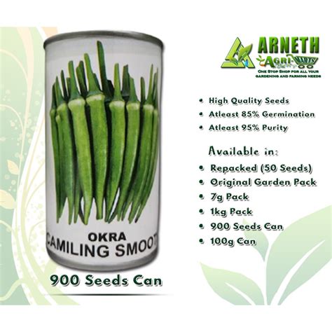 Okra Camiling Smooth Seeds By Condor Small Can 900 Seeds Shopee