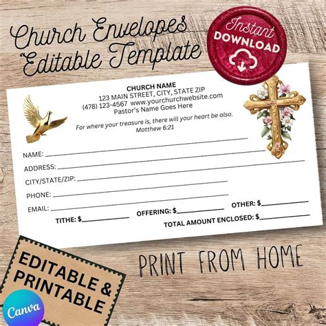 Church Envelopes Template Instant Download Tithe Envelopes Tithing