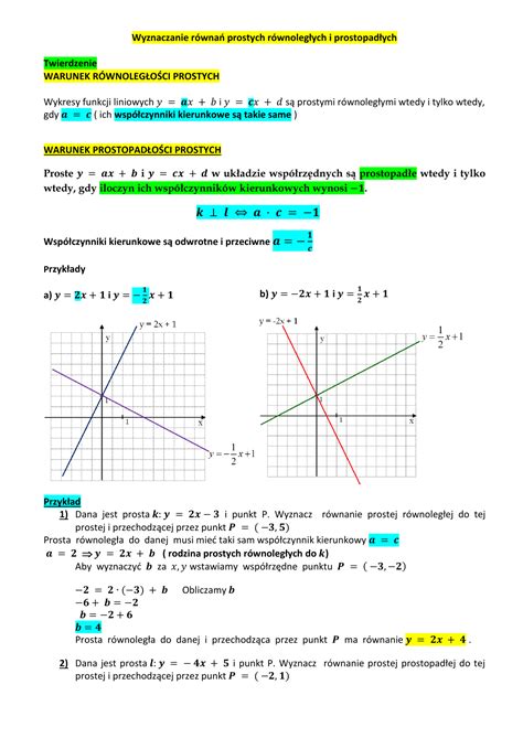 Wyznaczanie prostych równoległych i prostopadłych Równanie prostej