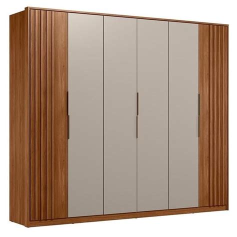 Guarda Roupa Casal Ripado Atrice Portas Nogueira Nude Prime TX Demóbile Demartêz DEMARTEZ