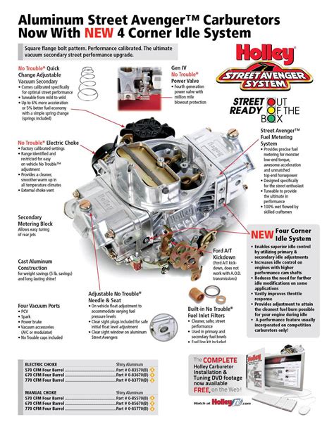 Carburetor Holley 670 Cfm Street Avenger Aluminum Vacuum Secondaries